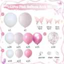 152Pcs Pastel Light Pink White Metallic Pink Balloon Arch Garland Kit,Pink White Rose Gold Confetti Balloon With Butterfly Stickers for Baby In Bloom Baby Shower Decorations Birthday Wedding Decor