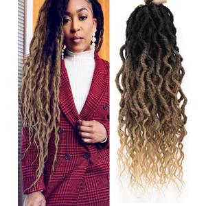 Goddess Locs Crochet Hair 6Packs 24Inch Pre-looped Crochet locs,Soft Locs with Curly Ends Dreadlocks Wavy Faux Crochet Locs Synthetic Crochet Braids Hair Extensions 72locs(24'', 1B/30/27)