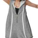 Rompers for Women Athletic Workout Hooded Romper Casual Zip-Front Neck Jumpsuits Overalls with Pockets (Small, Lightgrey)