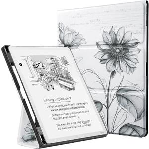 CoBak Case for 11" Kindle Scribe 3rd Generation 2025, Kindle Scribe Colorsoft with Two Viewing Angles - All New PU Leather Cover with Auto Sleep Wake, Pen Holder. Sketch Sunflower