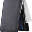 Gostwo Mens Wallet RFID Blocking Slim Minimalist Bifold Wallet with ID Window & Business Card Holder, Thin Front Pocket Design, Stylish Wallet for Men, Teen, Boyfriend, Husband (Black Cros)