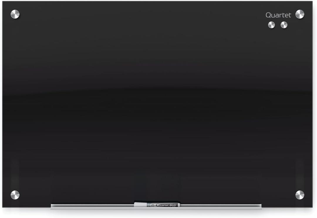 Quartet Magnetic Dry Erase Board, 36" x 24" Glass Whiteboard for Wall, Infinity, Black (G3624B)