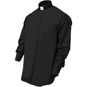CLERKMANS Mens Clergy Priest Shirt Long Sleeves, Free Tab Collar Insert for Pastor Preacher Minister Costume Button Shirt (17" Neck) 2XL