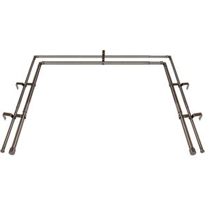 1 Inch Heavy Duty Double Bay Window Curtain Rods,36-72 Inch Center Rod for Window (24 to 68 Inch), 20-36 Inch Side Rods for windows (16-32 Inch), Antique Bronze, End Cap Finials