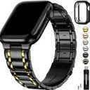 Fullmosa Compatible Apple Watch Band 42mm 44mm 45mm,iWatch Band with Case for Apple Watch Series 9 8 7 6 5 4 3 2 1 SE 10 Ultra, Black and Gold