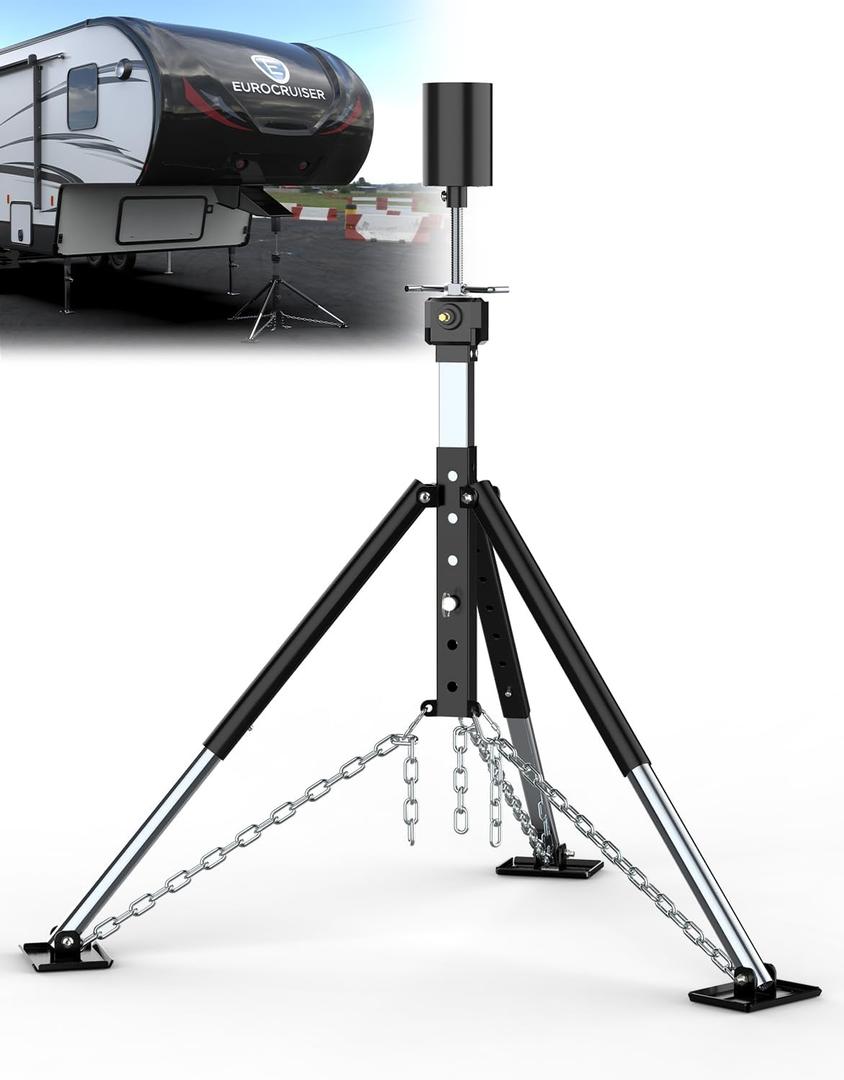 New Upgraded RV Camper 5th Wheel Tripod Stabilizer Jack [Extended Allow Drill Adjust], Adjustable 22.8"-56.7" Fifth Wheel Tripod Stabilizer King Pin, Heavy Duty 5000 lbs Load Kingpin Stabilizer