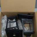 2 Pack Solar Wall Lanterns with Replaceable Bulb,Outdoor Hanging Lights with 4 Solar Panels,Dusk to Dawn Led Outdoor Wall Sconce, Anti-Rust Waterproof Lanterns with Hooks,3000K Warm White (Black)