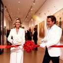 Grand Opening Ribbon-Cutting Ceremony Kit Includes Gold Scissors, Flower Ball, Red Ribbon & White Gloves,Suitable for all ribbon-cutting and inauguration ceremonies (Embossed Handle)