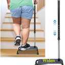 Stair Climbing Cane Lifts Assist Cane for Seniors Elderly Half Step Stairway Aid Walking Sticks Adjustable Mobility Helper Balance Devices 4 Prong Quad Widen Anti-Slip Base Seat Walker