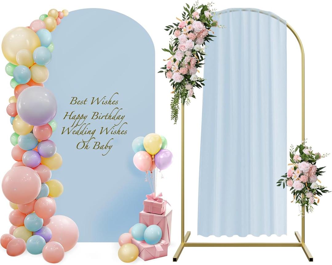 Metal Arch with Cover and Wedding Arch Set 6.6ft, Balloon Arch Stand and Arch Cover with 100 Party Multi-Colored Balloons for Birthday, Wedding Ceremony, Bridal Baby Shower, Graduations (Blue)