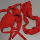 Women Two Piece Swimsuits Halter Triangle String Bikini Sets Sexy Ruched Brazilian Cheeky Thong Bathing Suit (Red), XL