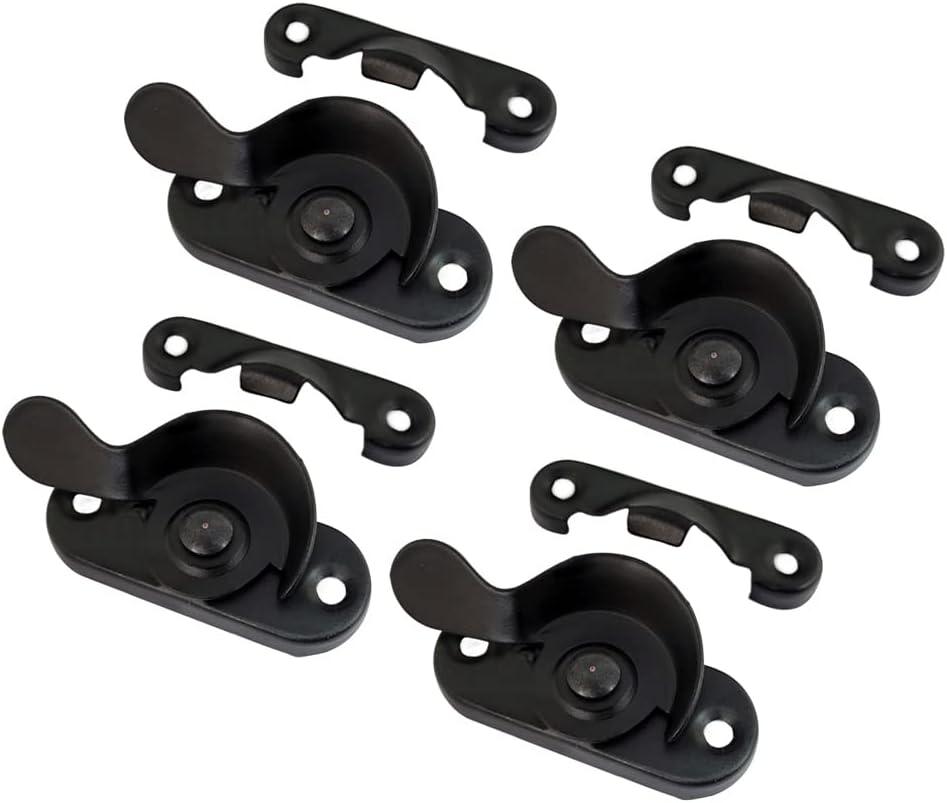 QCAA Steel Window Sash Lock, CTC 2", Matte Black, 4 Pack, Made in Taiwan
