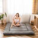 MAXYOYO Japanese Floor Mattress Futon Mattress, 4" Thicken Tatami Mat Sleeping Pad Foldable Roll Up Mat Boys Girls Dormitory Pad Kids Floor Lounger Pillow Couch, Charcoal Grey, Full Size