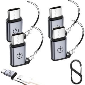 iPhone to C Adapter (4Pack),Type C Charger Connector Cable,for iPhone 16 15 14 Plus Pro Max,Samsung S24,iPad Air,Fast Charging and Data Transfer,Not for Audio/Headphones/OTG