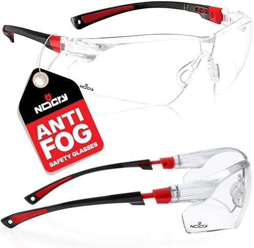 NoCry Clear Safety Glasses for Men and Women with Anti-Fog and Scratch Resistant Wrap Around Lenses, Adjustable Temples and Nose Pads — ANSI Z87 Certified Protective Eyewear with 100% UV Shielding 1 Pack