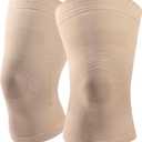 Knee Compression Sleeves, 1 Pair, Can Be Worn Under Pants, 20-30mmHg Strong Support Knee Brace for Unisex, Knee Support for Meniscus Tear, Arthritis, Pain Relief, Injury Recovery, Daily Wear, Beige, Small