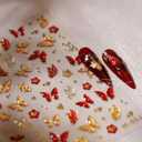 2 x Butterfly Nail Art Stickers 5D Embossed Red Butterfly Nail Stickers Self-Adhesive Yellow Gold Butterflies Nail Decals Spring Summer Nail Art for Women Girls Daily Manicure DIY Nail Supplies