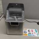 ecozy Ice Cube Makers Countertop, 45 lbs Per Day Portable Ice Machine, 24 Cubes Ready in 13 Mins, Self-Cleaning Function, Perfect for Home Kitchen Bar Office, Stainless Steel (Silver)