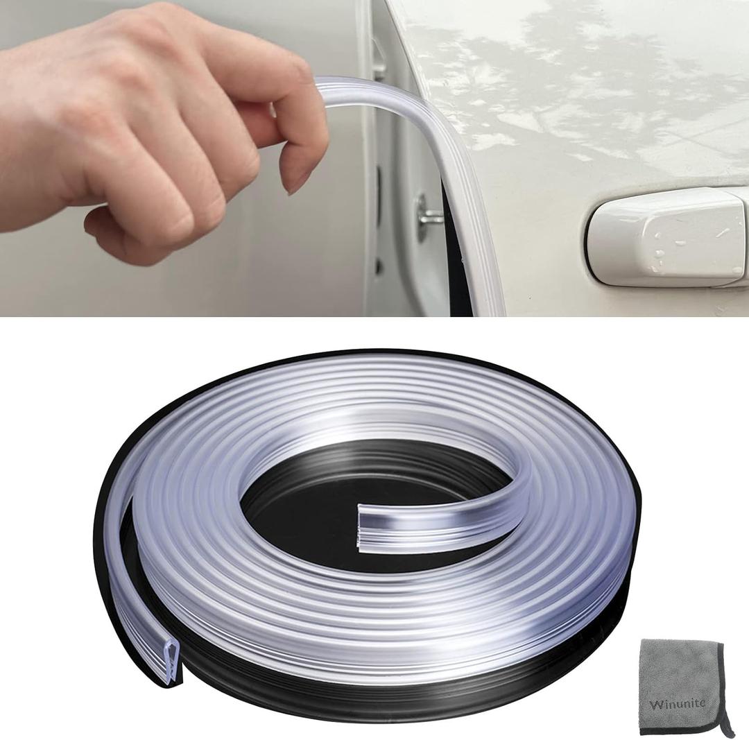 Winunite 32.8Ft(10M) Car Door Edge Guards Clear, Fit Most Vehicles, Self-Adhesive PVC, U-Shaped Automotive Trim Transparent Car Door Edge Protector for Trucks SUV Sedans (32-4/5Ft)