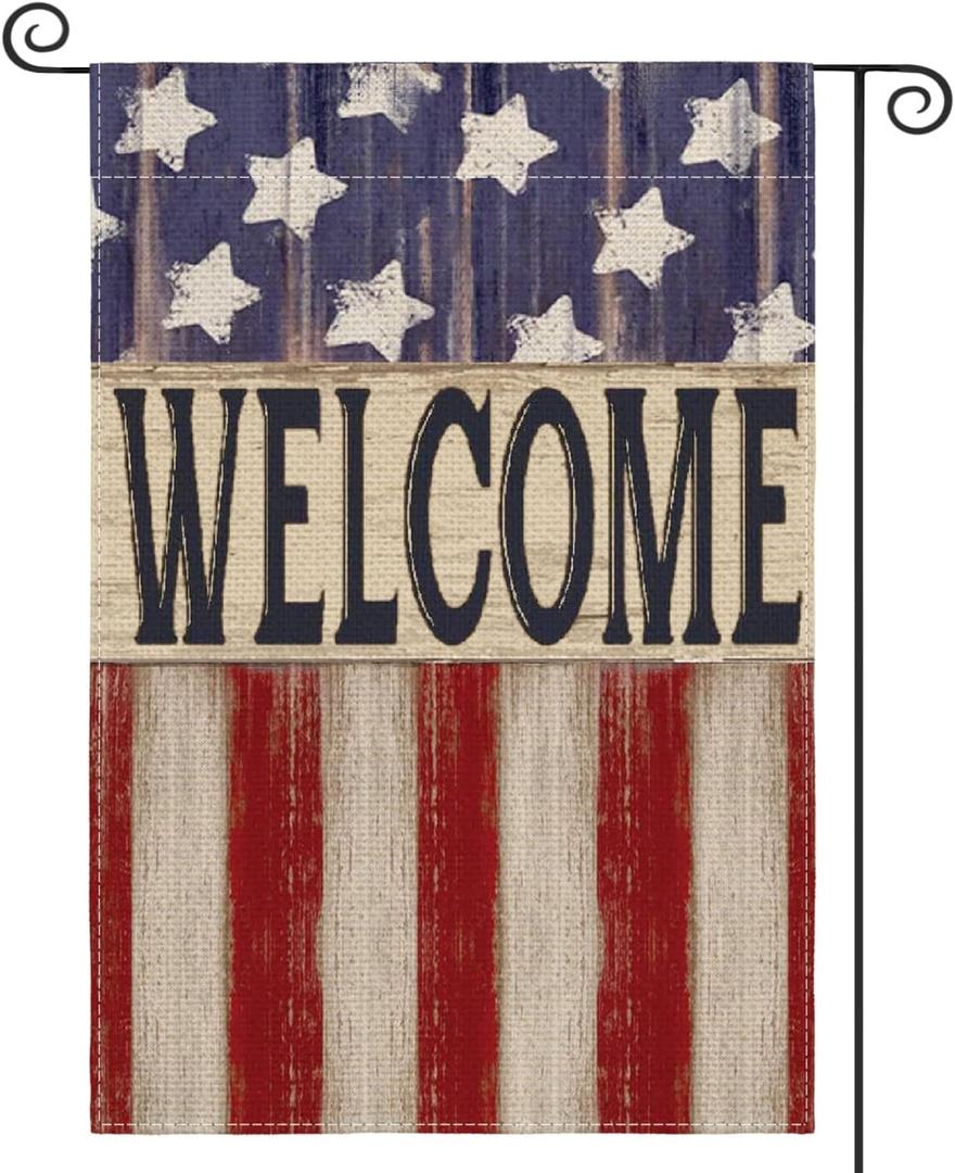 AVOIN colorlife Patriotic 4th of July Garden Flag 12x18 Inch Double Sided Outside, Memorial Day Retro American Stars and Stripes Welcome Yard Outdoor Decoration (Multi) AVOIN colorlife Patriotic 4th of July Garden Flag 12x18 Inch Double Sided Outside, Memorial Day Retro American Stars and Stripes Welcome Yard Outdoor Decoration (Multi)