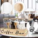 54 oz Glass Coffee Bean Storage Container with Shelf 3PCS Glass Containers with Airtight Locking Clamp Lid Spoons Coffee Canister Set Jars for Kitchen Food Storage Tea Sugar Wood