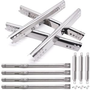 Grill Replacement Parts for Charbroil 463344015, 463343015, 463433016, 463240015, 463432215 Gas Grill, Stainless Steel Heat Plate Shields, Crossover Tubes Burner for Charbroil 4 Burner