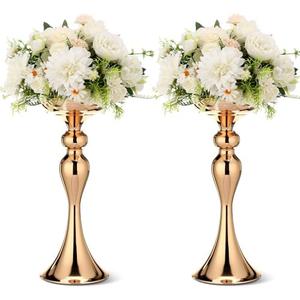 Sadnyy 2 Pcs Metal Flower Arrangements Stand Metal Wedding Centerpiece Stand Gold Vase Centerpiece Tall Table Decor Flower Vase for Wedding Reception Event Party Hotel Home Decor (12.6 Inch)