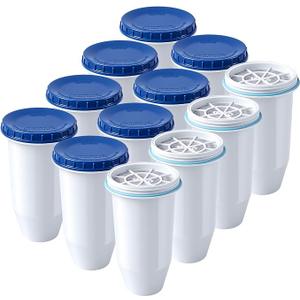0 TDS Water Filter Replacement for Zero Pitcher & Dispenser | Upgraded 6-Stage Filtration | Removes 99.9% of Lead, Chromium, PFOA/PFOS | Compatible with ZR-001, ZR-004, ZR-017 | 12-Pack