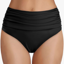 Tempt Me Women's High Waisted Bikini Bottom Tummy Control Ruched Bathing Suit Swim Bottom L