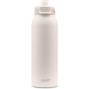 Ello Pop & Fill Stainless Steel Water Bottle with Quick Fill Technology, Double Walled Vacuum Insulated Metal, Leak Proof Locking Lid, Sip & Chug, BPA Free, Holiday Gift for Him Her, 22oz, 32oz, 40oz (Tonal Cream)