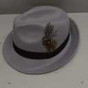 Short Brim Fedora Hats for Men & Women Felt Dress Panama Trilby Hats with Feathers Band, Light Grey, Medium