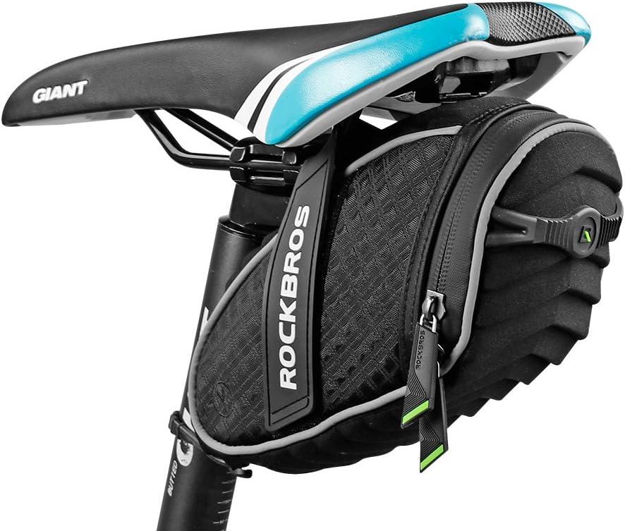 ROCKBROS Bolsa de asiento de bicicleta, bolsa de silln de bicicleta debajo del asiento 3D, paquete de asiento de ciclismo para bicicletas de carretera de montaa, color negro