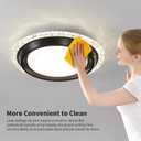 Crystal Ceiling Fan with Light, 19.29" Black Bladeless Ceiling Fan, 19.69 inches