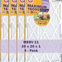 Arm & Hammer Max Allergen & Odor Reduction 20x20x1 Air and Furnace Filter, MERV 11, Pack of 4