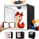 Photo Light Box, Portable 12/16/20/24/32 Inch Photo Studio LightBox, Shooting Tent Kit with 189 Light Beads and 6 Color Backdrops. Lightbox with 3 Stepless Dimming Light Boards for Product Photography