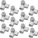 1" PVC Fittings 3 Way (12-Pack), Heavy Duty Furniture Grade Elbow Connector for DIY Furniture, Frames, Shelving UV Resistant, Compatible with 1" Schedule 40 PVC Pipe (3-Way, 1 Inch)