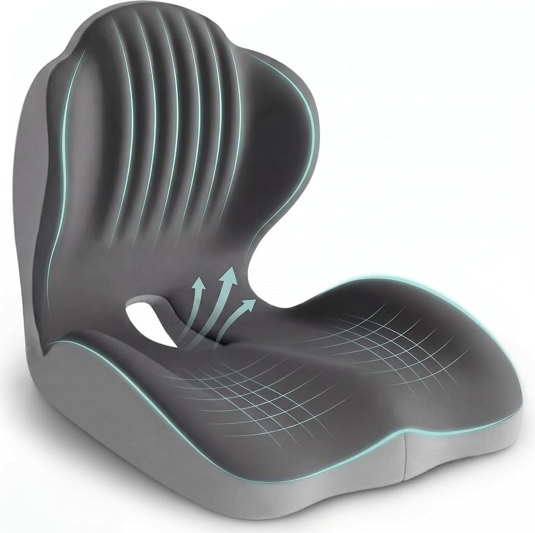 Ergonomic Seat Cushion with Lumbar Support (Grey)