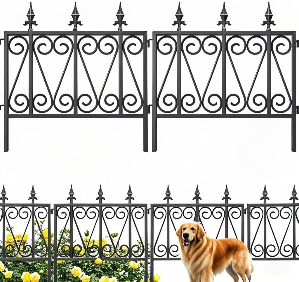 AMAGABELI GARDEN & HOME 5 Panels 24in(H)10ft(L) 0.4 Inch Wire Diameter Decorative Garden Fences and Borders for Dogs No Dig Metal Garden Edging Border Animal Barrier Fencing for Flower Bed Yard Patio