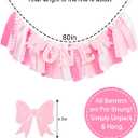 Pink Bowknot High chair Banner - Bow One Birthday Banner, Pink White Bow Party Supplies, Girl First Birthday Decor, Coquette Themed Bow Tie Party Decoration