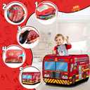 Pop Up Play Tent for Kids Aged 3-5 Years Old Boys and Girls : Fire Truck Tent Playhouse Toy Play Tents for Toddlers 3-5 Kids Tent Indoor Outdoor Playhouse Toys for 3 + Year Old, Fire Truck