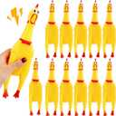 12 Pack Squeeze Screaming Rubber Chicken 11 Inch Yellow Squawking Chicken Rubber Squeaky Chicken Toy for Kids Adults Dogs Pets Prank Novelty Toy Reduce Separation Stress Anxiety