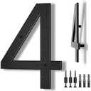 IVERRA 8 Inch Large Floating House Numbers, Black Modern House Number for Outside, Home Address Numbers for Outdoor Garage Gate Wall Street (4)
