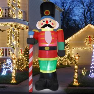 yofit 8 FT Christmas Inflatable Nutcracker Soldier Outdoor Decorations, Blow Up Decorations Santa Soldier with LED Lights for Yard Lawn Garden Holiday Party