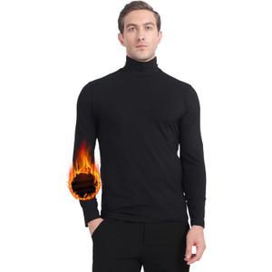 MANCYFIT Mens Thermal Shirts Fleece Lined Top Long Sleeve Base Layer Pullover (Black, S)