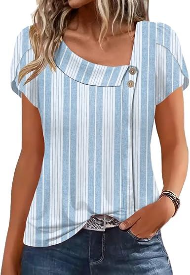 ETCYY NEW Womens Summer Tops Petal Sleeve Blouses for Women Dressy Casual Square Neck Tunic Shirts L