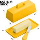 Ceramic Butter Dish Set with Lid and Knife - [Yellow]- Decorative Butter Stick Holder with Handle for 1 Stick of Butter - Microwave Safe, Dishwasher Safe - Anti-Scratch Stickers Included