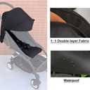 Baby Stroller Seat Cushion and Canopy Compatible with Babyzen YOYO 2 and YOYO+, Pushchair Accessories Replacement Kit, Waterproof Double-Layer Fabric (Black)