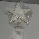 Sumind 9.8 x 11.8 Inch Christmas Star Tree Topper Glittered Star Metal Plug in Treetop Ornaments with Bow and 30 LED String Light for Christmas Tree Indoor Holiday Party Decoration(White)