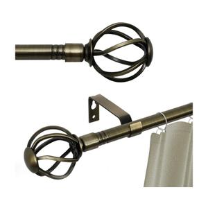 Antique Brass Curtain Rod 66 to 120 inch, 5/8 inch Curtain Rod Set with Twisted Finials Ends, Heavy Duty Drapery Rod for Outdoor Patio, Sliding Glass Door, Bedroom, Living Room - Brushed Brass