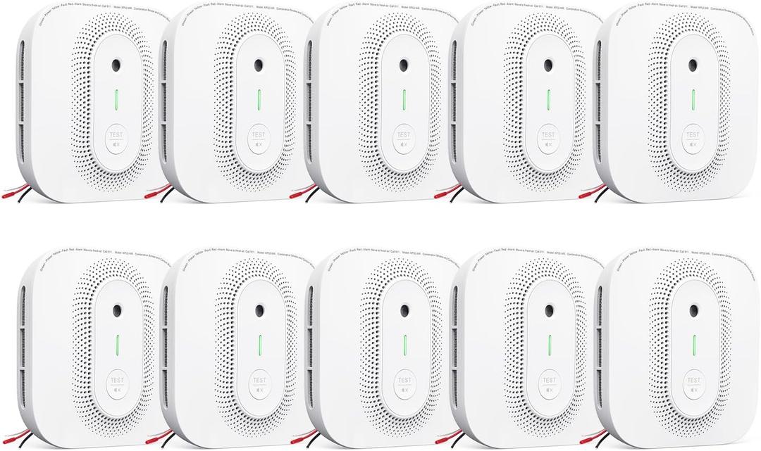 X-Sense Smoke Detector Carbon Monoxide Detector Combo Hardwired with Voice Location, Hardwired Interconnected Smoke and Carbon Monoxide Detector, Model XP02-AR, 10-Pack